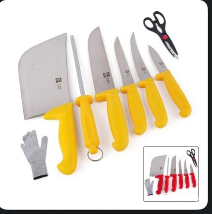 Pochette À Couteaux De Boucher Acier Inoxydable 08Pcs