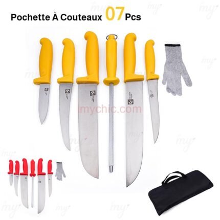 Pochette À Couteaux De Boucher Acier Inoxydable 07 pcs
